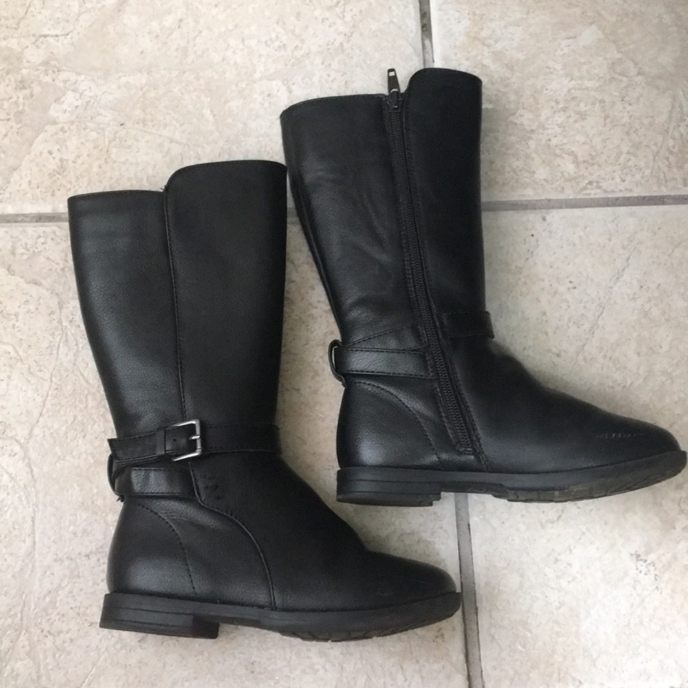 Children’s place black knee high leather boots